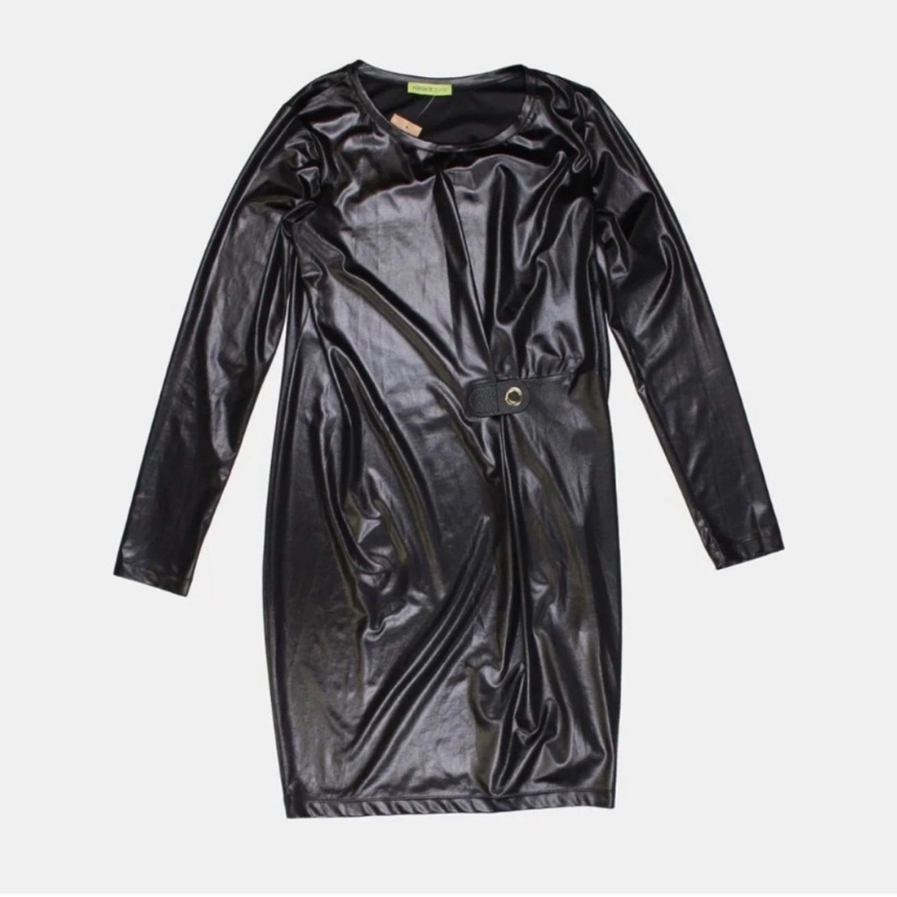 Versace Jeans Black Faux Leather Dress - Size 10